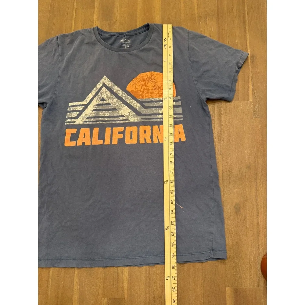 100% Cotton Unisex Geometric California Graphic T-Shirt‎ Blue Gray Distressed